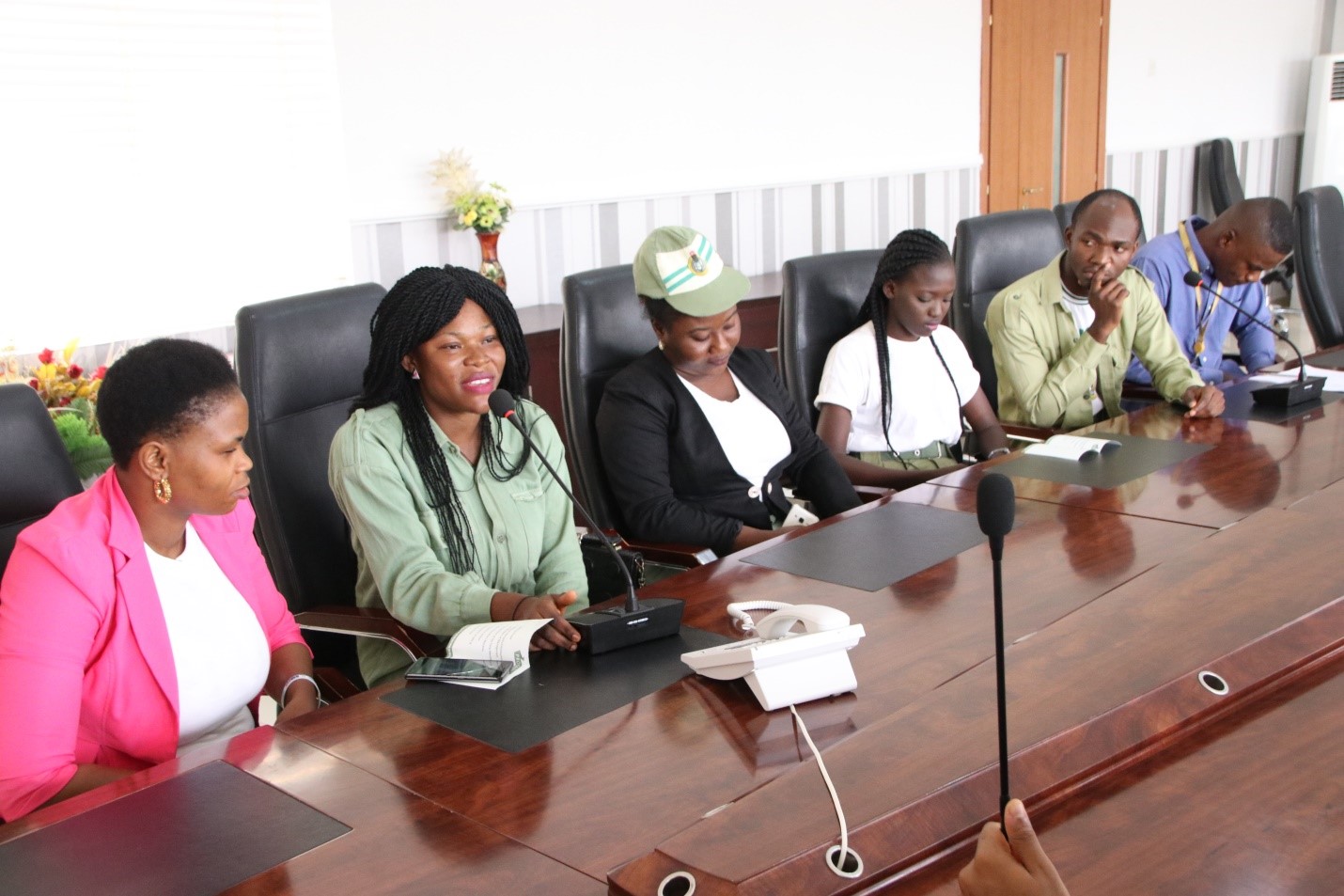 The Corps members at the send-forth programme sharing their experiences with the Management.