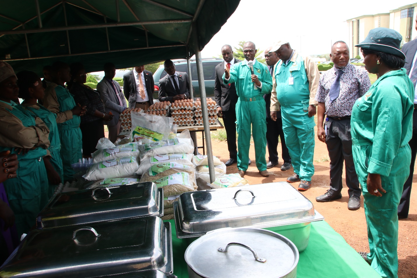 The Director, Landmark University Farms, Dr John Izebere introducing the various products from the Commercial Farm on display at the Food Fair commemorating the 2017 World Food Day