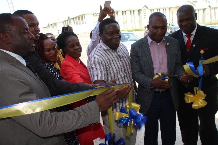 The Secretary, Board of Regents, Barrister Temidayo Eseyin commissioning the ATMs on behalf of the Chancellor, Dr David Oyedepo.