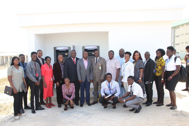 Members of LMU Management, First Bank Officials and Students in a Group Photograph after the commissioning of the ATMs.