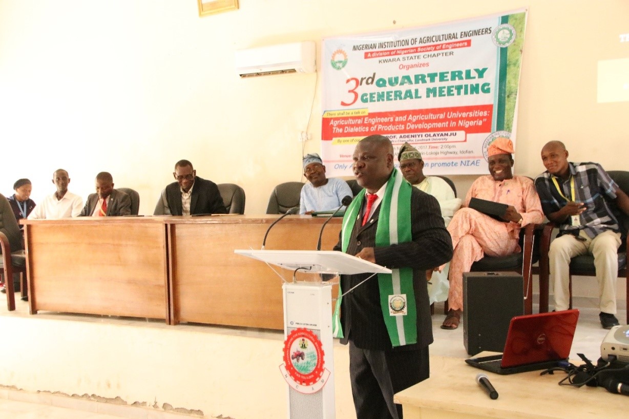Professor Adeniyi Olayanju delivering a technical paper at the Kwara State Meeting of NIAE