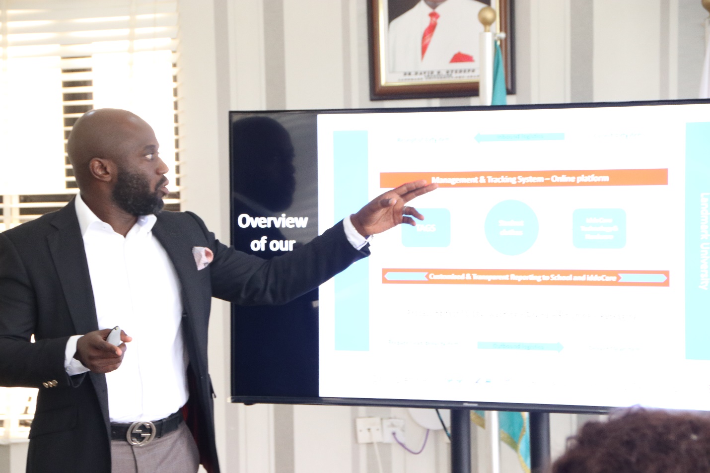 The Founder/CEO, Iddo Care Limited, Mr Seun Odukoya, making his presentation on the world-class laundry solutions