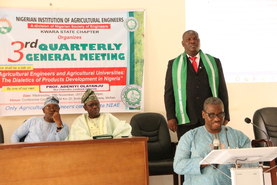 Reading of the citation of Professor Adeniyi Olayanju at the 3rd quarterly general meeting held at the Conference Centre of the National Centre for Agricultural Mechanization (NCAM), Ilorin.